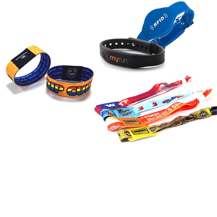 Übersicht über verschiedene rfid-Armbänder in vielen Größen, Formen und Farben